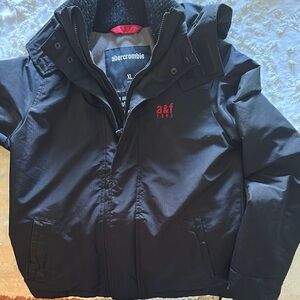 Abercrombie & Fitch Black Puffer Jacket with Stand-Up Collar